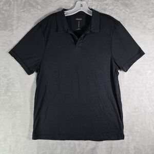 Proof Short Sleeve Polo Shirt Mens Size Large Merino Wool Blend Black Huckberry